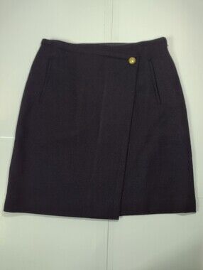 Talbots Black Wrap Mini Skirt with Gold Button Size (6)